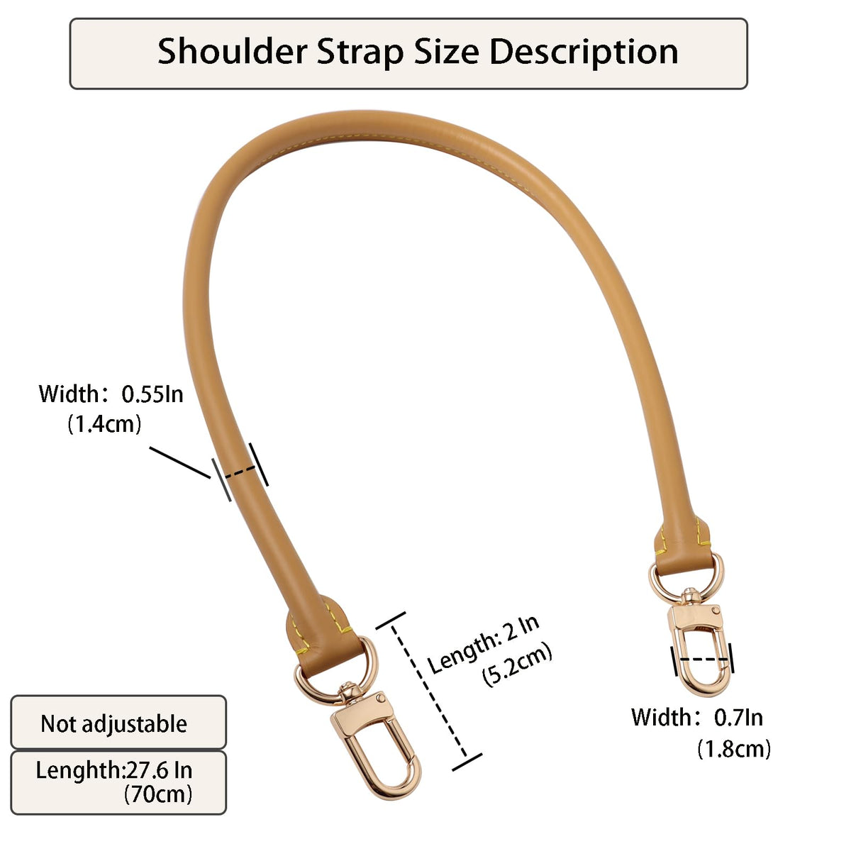 Genuine Vachetta Leather Short Shoulder Strap Compatible with Speedy 25 30 & Soft Speedy 30, Handmade Replacement Armpit Bag Strap with Precision Stitching Beeswax/Apricot (Length:27.5in-Beeswax)