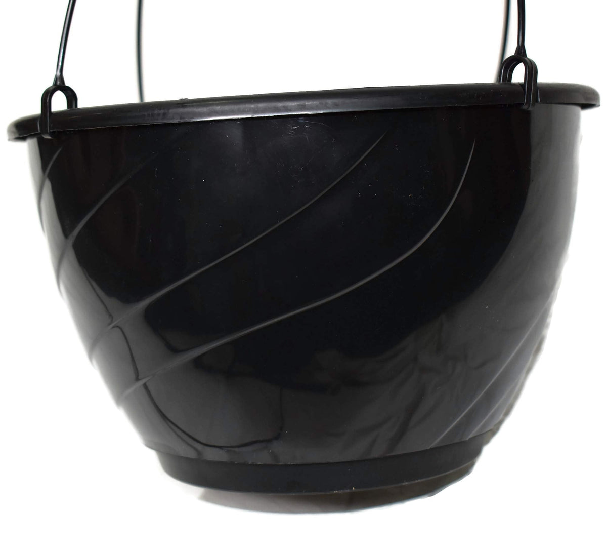 12" Diameter Black Plastic Deco Swirl Hanging Basket by Landmark Plastics (5)