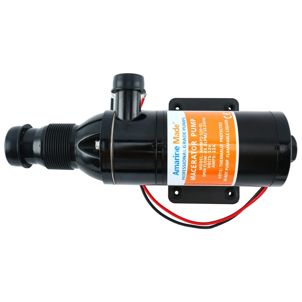 Amarine Made Macerator Waste Water Pump 12V 12 GPM New Anti-Clog Feature for RV Marine Trailer Toilet Sewer Self Priming