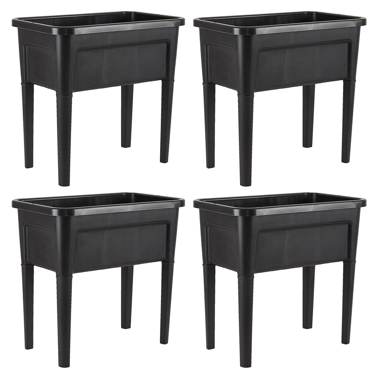 ZIWQPIHT 4 Pcs Plastic Raised Garden Beds with Legs，16 Gallon Outdoor Elevated Garden Planter Box，Perfect for Flowers, Vegetables, and Herbs