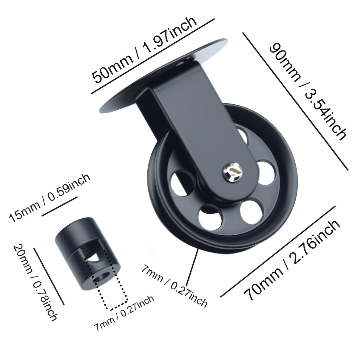 OZXNO 1 Pcs Pulley for Pendant Light 2.76” Pulley Wheels Vintage Wall Ceiling Mount Pulleys for Hanging Lamp with 1pcs Lamp Hook