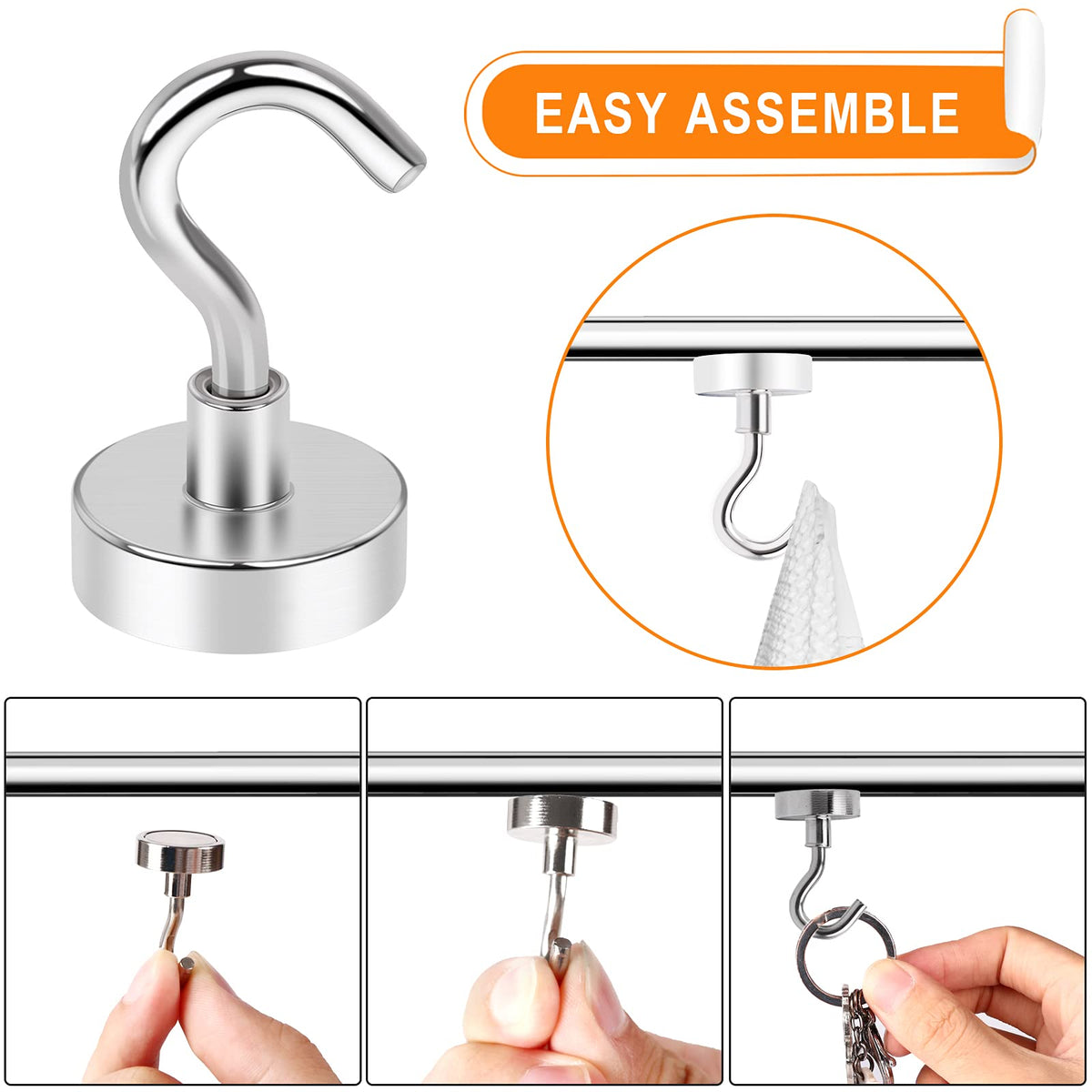MIKEDE Black Magnetic Hooks 30LB Heavy Duty Magnet Hooks for Cruise Cabins Strong Magnets Neodymium with Hooks for Outdoor Hanging Brackets Refrigerator Locker Decoration Workplace -35Pack