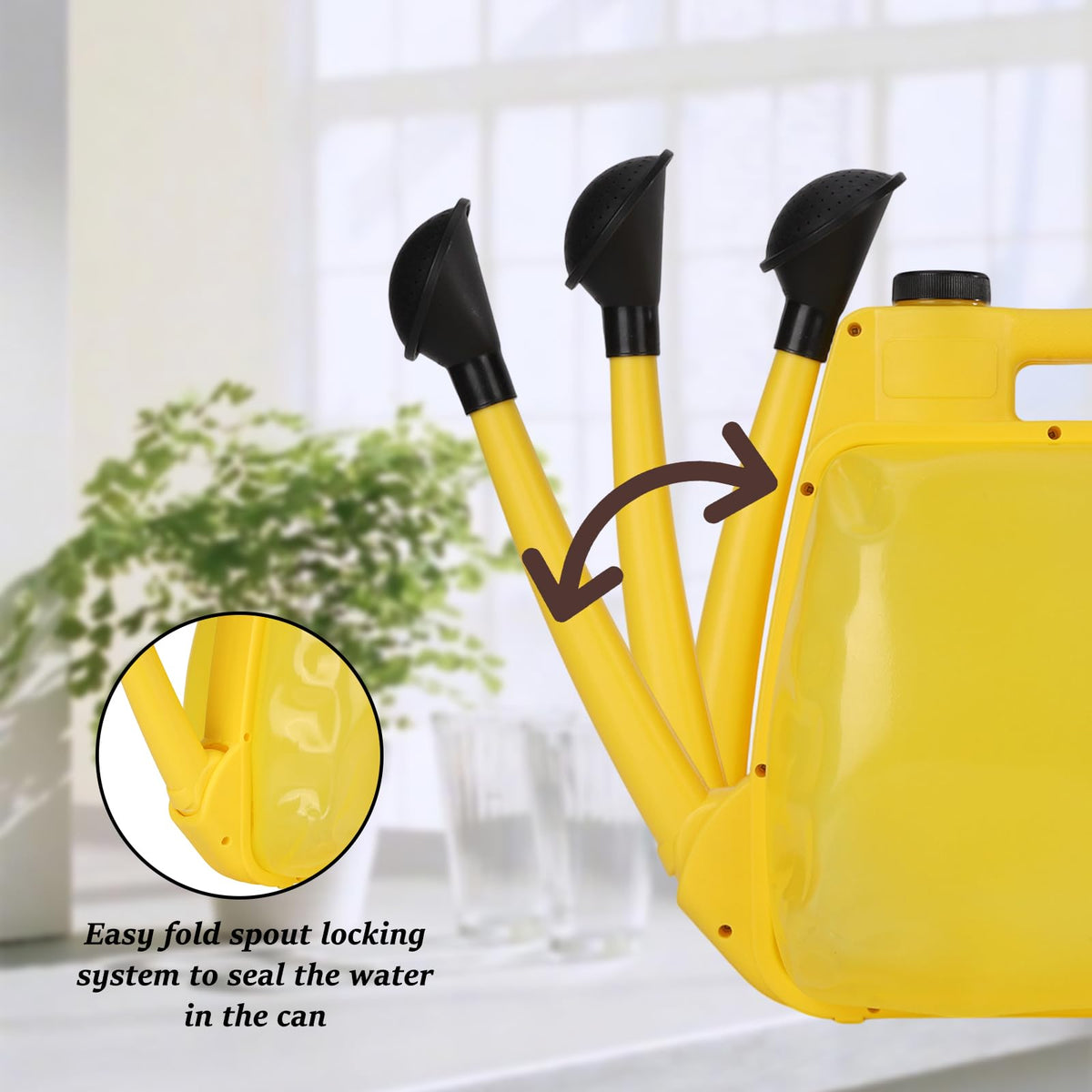 YOPIWI Watering Can 1.6Gal Transparent Plastic with Comfort Grip Handle for Indoor & Outdoor Plants (Yellow)