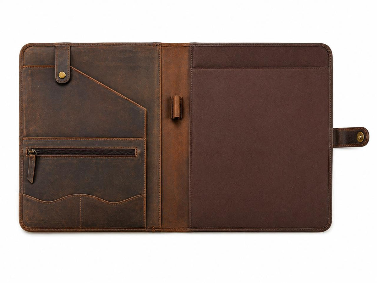 Leather Portfolio, Binder, Business Portfolio for Professionals, Leather Padfolio, Document Card Holder, Resume Folder, Business Padfolio for Men & Women