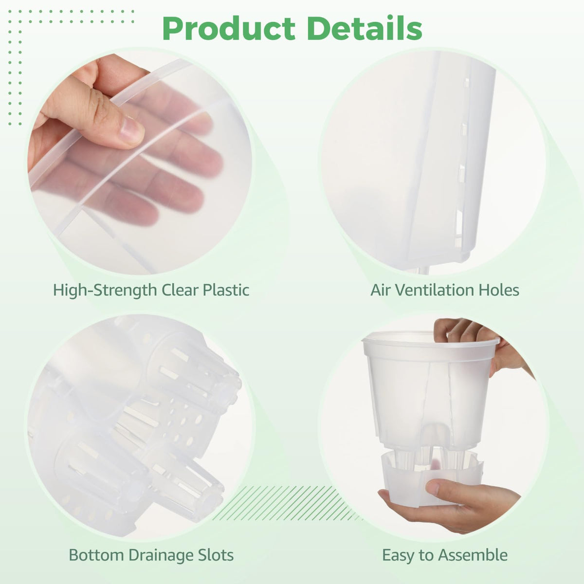 OMISTAR 9 PCS Self-Watering Pot with Reservoir, 3 Sizes Clear Plastic Plant Pots with Air and Drainage Holes, Indoor and Outdoor Flower Planters for Home Office, Healthy Root Growth