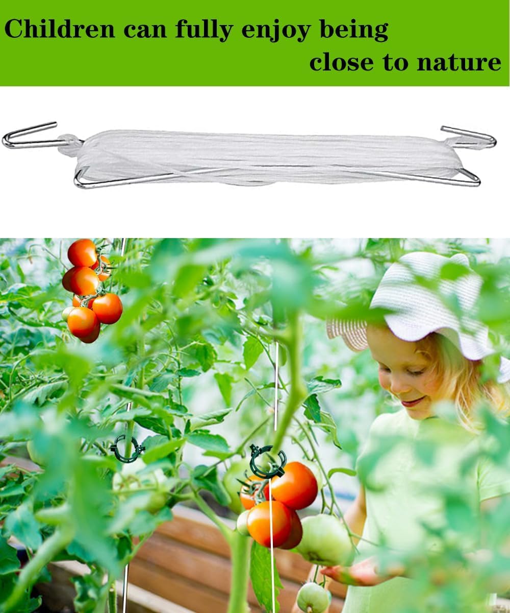 LEMGUBKP 70Pcs Tomato Hooks with String,Plant Support Clips, with 33 Feet Garden Twine - Heavy Duty Plant Trellis for Tomatoes, Cucumbers, Peppers, Vines ，Reusable Weather-Resistant Climbing Hooks