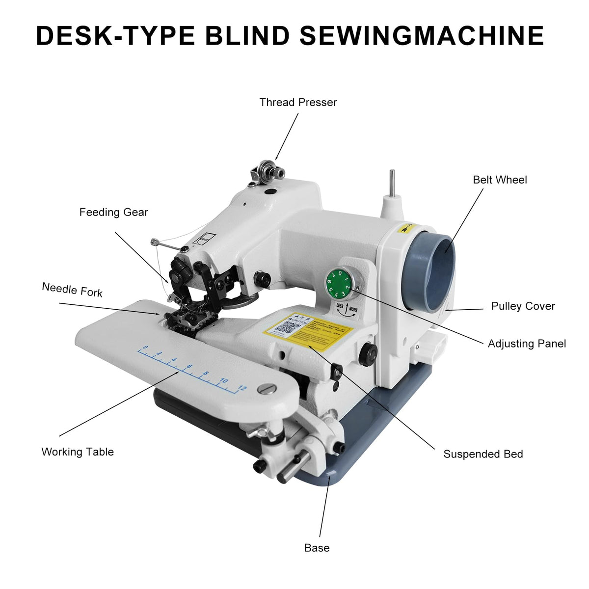 110V Portable Blind Stitch Sewing Machine - 1200SPM High-Speed Invisible Hemmer for Cuffs and Hems, Professional Single Thread Chain Stitch for Drapes and Garments, Built-in Motor