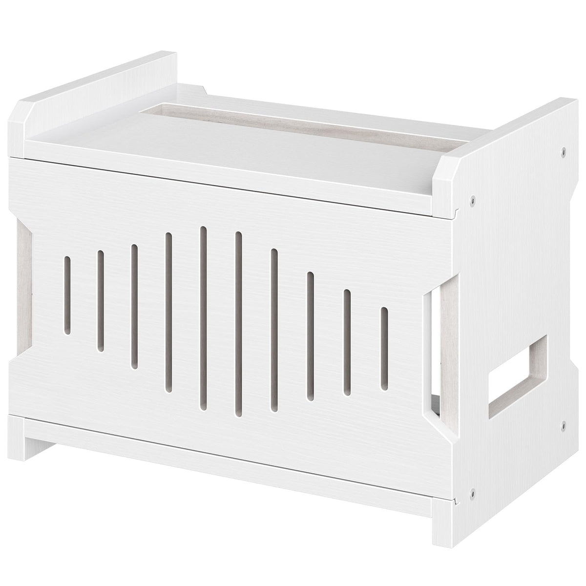 HOOBRO Wi-Fi Router Box Hider, WiFi Router Storage Box with Cable Management & Ventilation, Decorative Router Cover for Modem, Power Strip & Wires, Space Saving Tabletop Shelf, White WT125CJ01