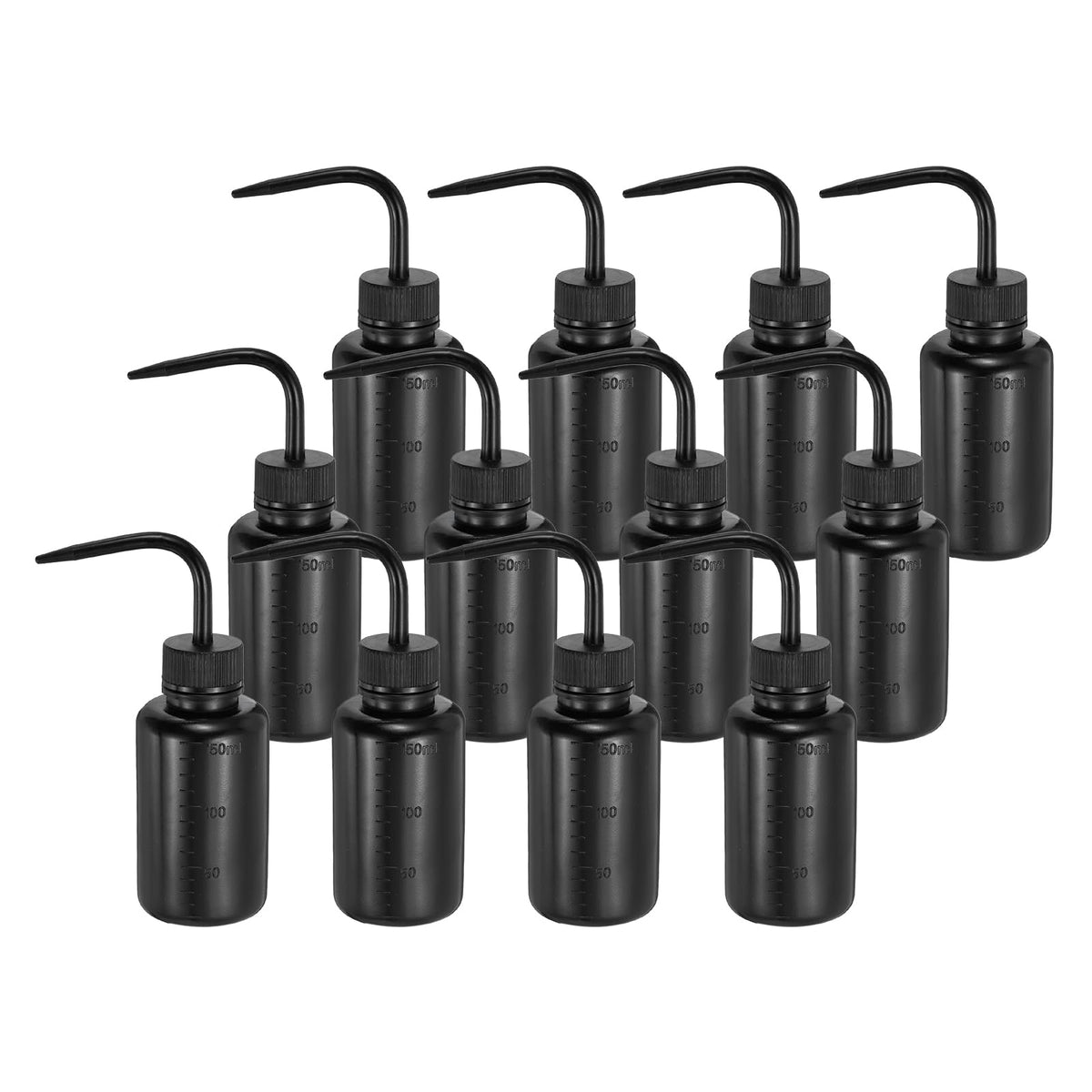 PATIKIL 12 Pcs Wash Bottle, 150ml 5oz Plastic Succulent Watering Bottle Eyelash Tattoo Rinse Washing for Plant Eyelash Extensions Irrigation Lab RV Gap Cleaning, Black