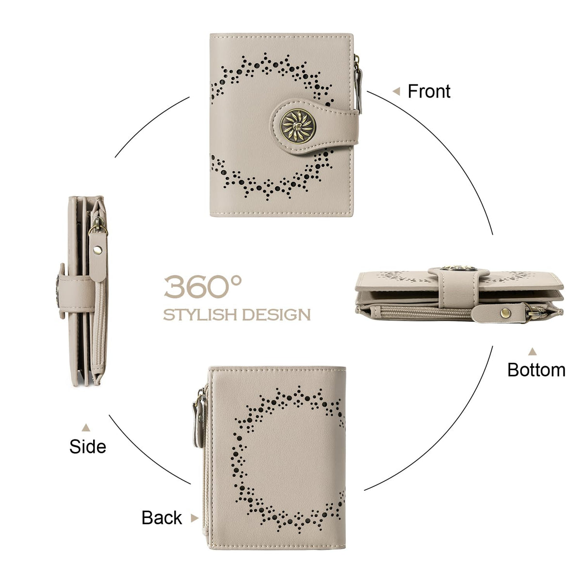 Tipmile Small Wallets Woman Leather 2 ID Windows Bifold RFID Blocking Credit Card Holder Wallet with Zipper Coin Pocket