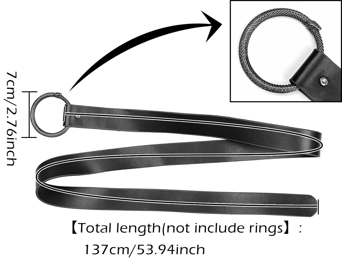 Joukavor Leather Renaissance Belt with O Ring for Women Men Halloween Renfaire (Black)