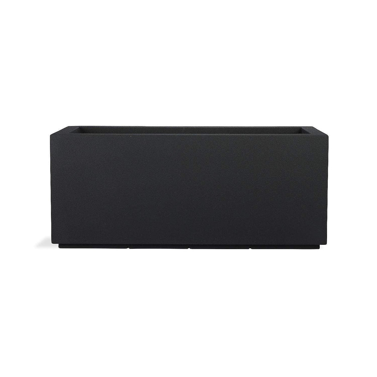 PolyStone Milan Rectangular Trough Planter – 46" x 17" x 19" – Large Lightweight Indoor/Outdoor Planter Box – Modern Stone-Look Resin – Durable All-Weather w/Drainage Holes – Made in USA – Black