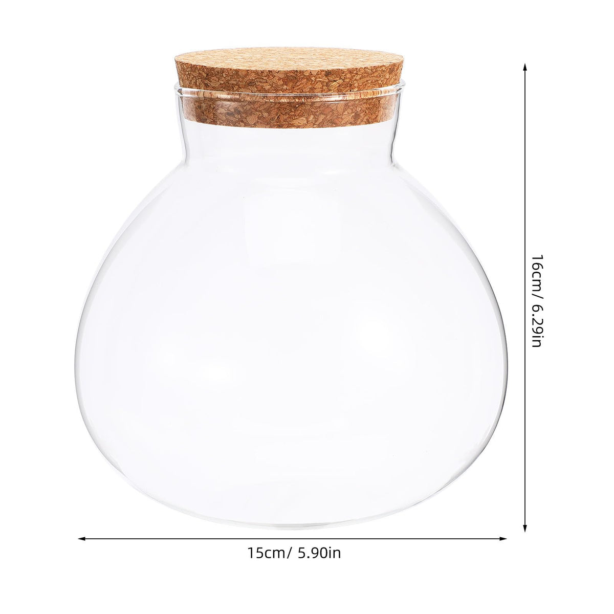 SEWACC Glass Terrarium Jar with Cork Lid, 6 Inch Round DIY Microlandscape Bottle for Plant Terrarium Decor and Airtight Storage, Home Office Kitchen Use