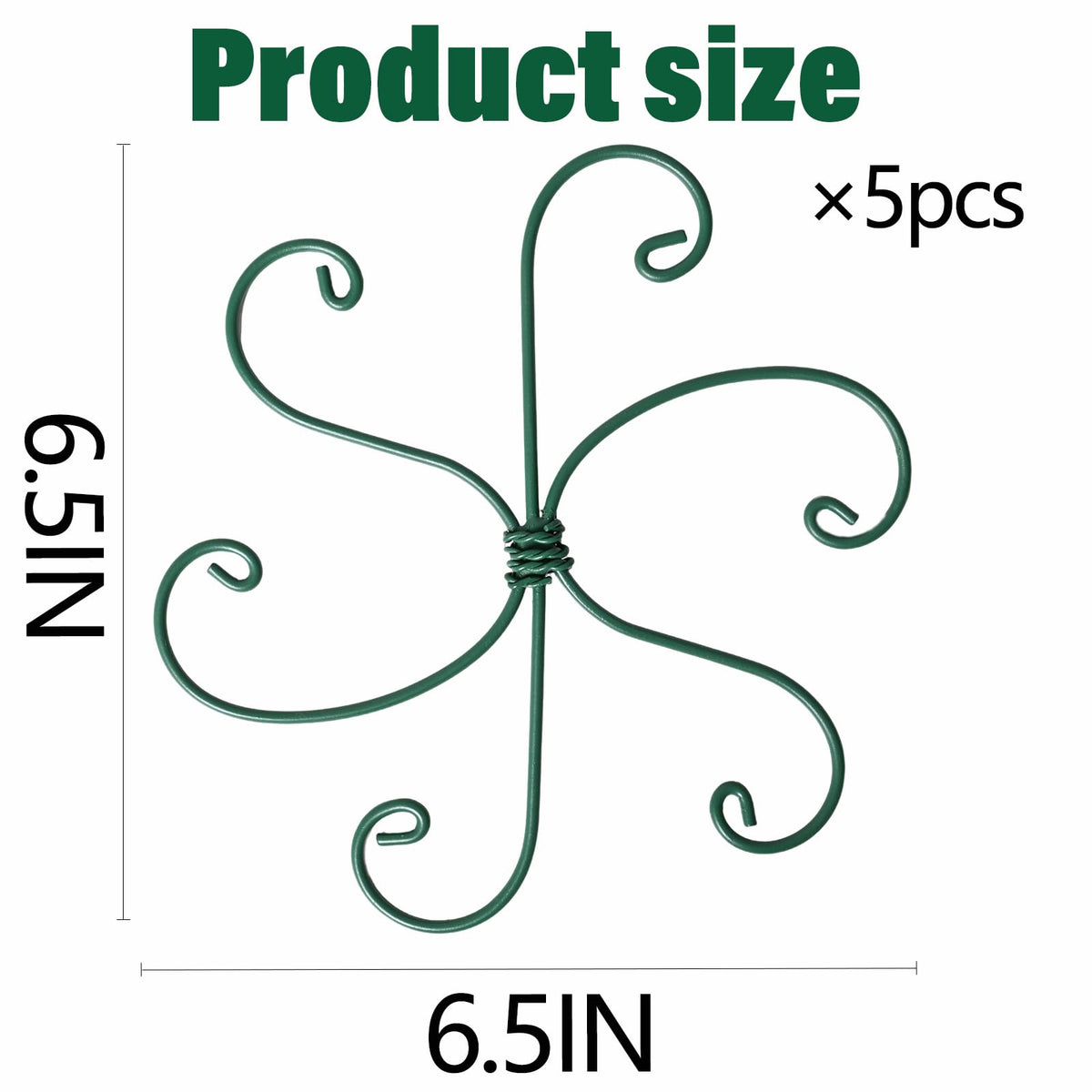 Yohsnor Monstera Plant Stem Support - 5 Pack 6.5"x6.5" Green Metal Stem Stabilizers, Adjustable Ring Clamps for Indoor Plants, Fishbone Cactus, Turtle Shell Bamboo & Climbing Vines