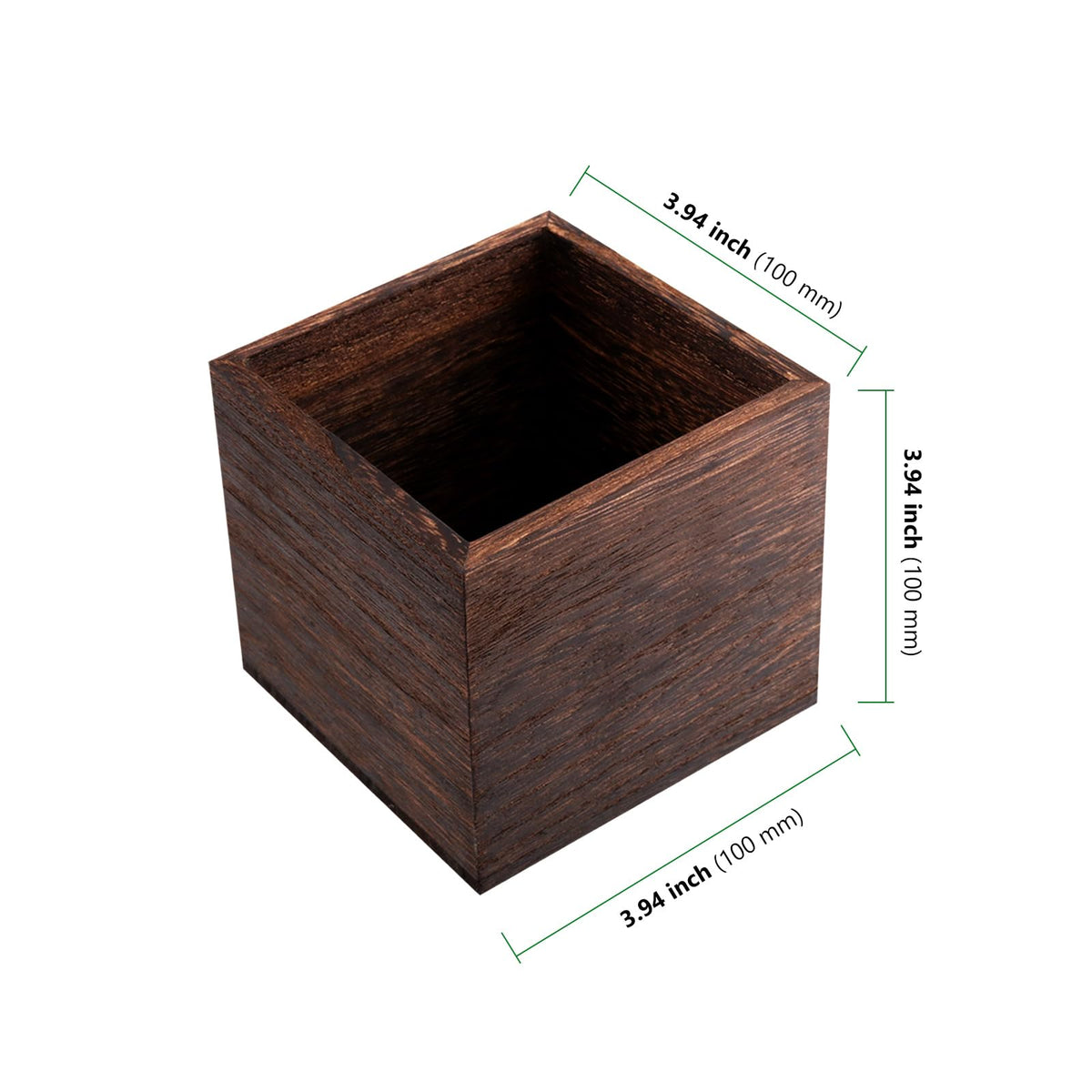 HAKZEON 4 Pack Wooden Planter Box, 4 Inch Square Wood Vase Flower Pots Rustic Cube Planter Box for Wedding Garden Windowsill Home Decor