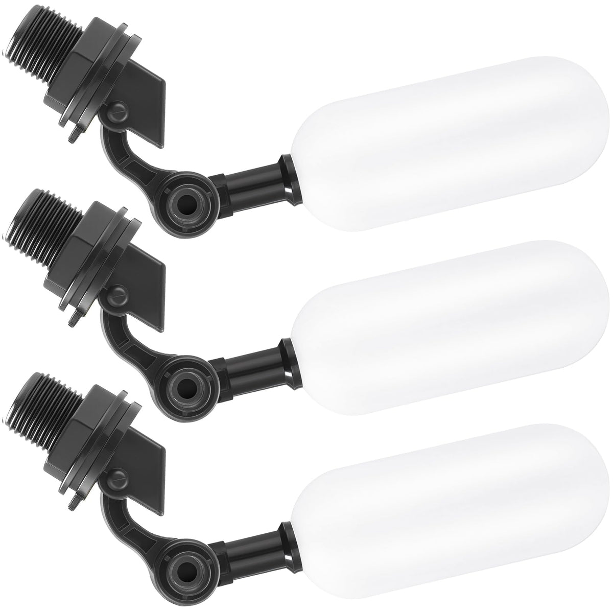Blulu 3 Pack Float Valve, 1/2 Inch Automatic Pool Fill Float Ball Valve with Adjustable Arm for Ponds, Livestock Water Trough, Aquariums, Water Tank Level Control, Aquaculture(Black)