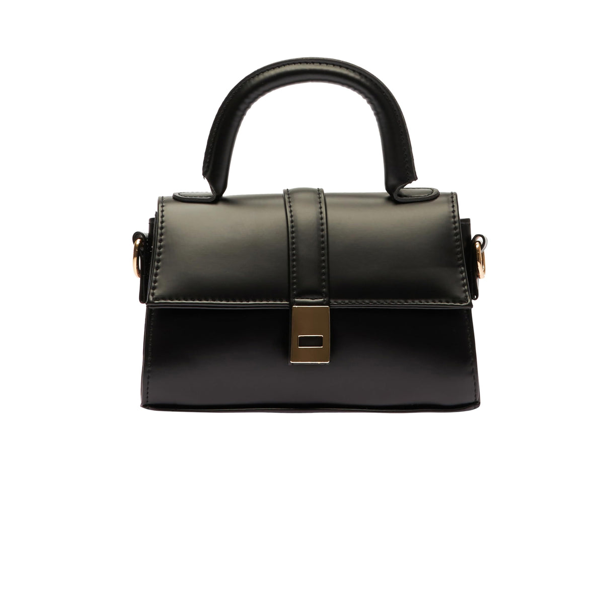 MOON CANTA Mini Crossbody Bag for Women – Small Faux Leather Shoulder Purse with Gold Lock, Elegant Design for Daily Use & Parties (Black)