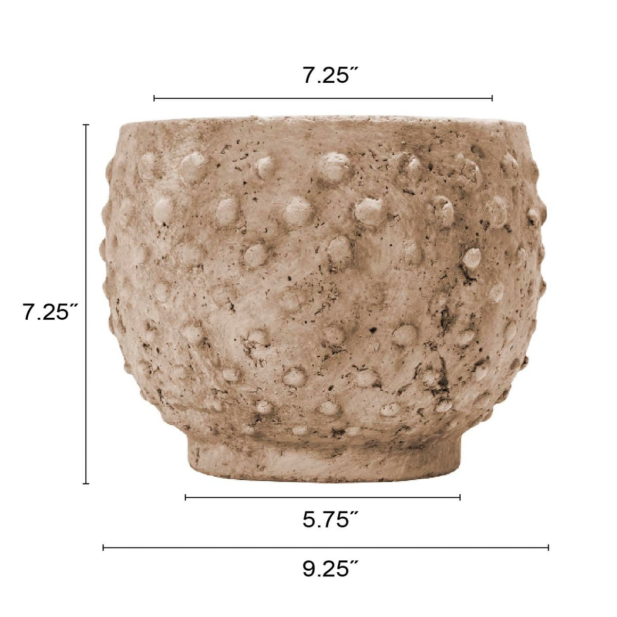 Creative Co-Op 9.25" Round Sandstone Hobnail Planter with Distressed Finish, Greige