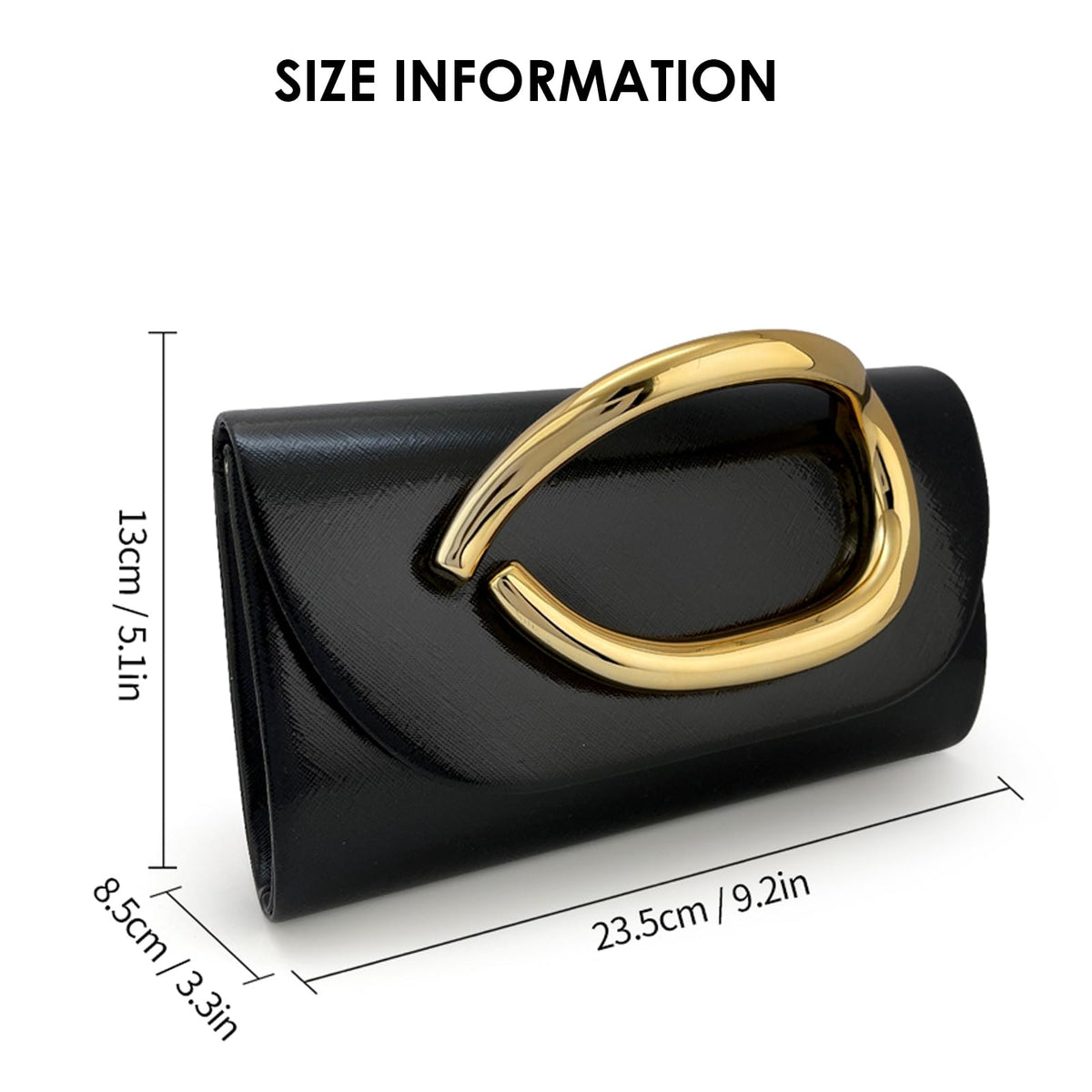 MYHOZEE Clutch Purses for Women Vegan Leather Evening Bag Formal Elegant Wedding Clutch Trendy Gold Handle Purses