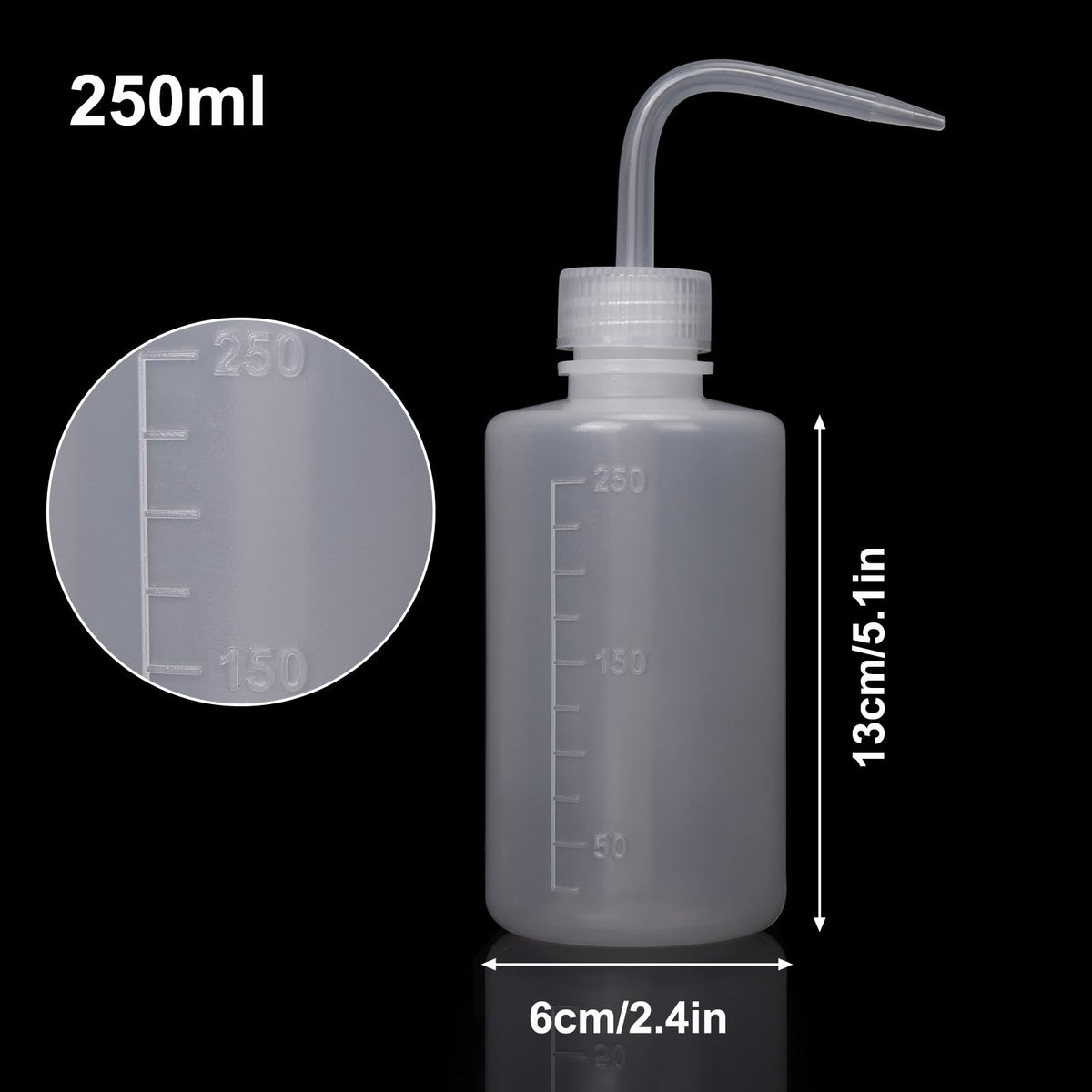 DEPEPE 6-Pack 250ml Squeeze Bottles for Liquids, LDPE Plastic Safety Squirt Bottle with Narrow Mouth & Scale Labels, Small Watering Can for Indoor Plants, Lab Tattoo Cleaning Tools