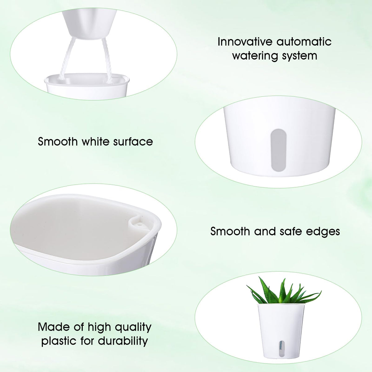 HekouJiub 20 Sets 3" Self Watering Pots, White Self Watering Planters for Indoor Plants, Small Plastic Self Watering Garden Pots with Level Indicator and Vents for House Plants, Flowers