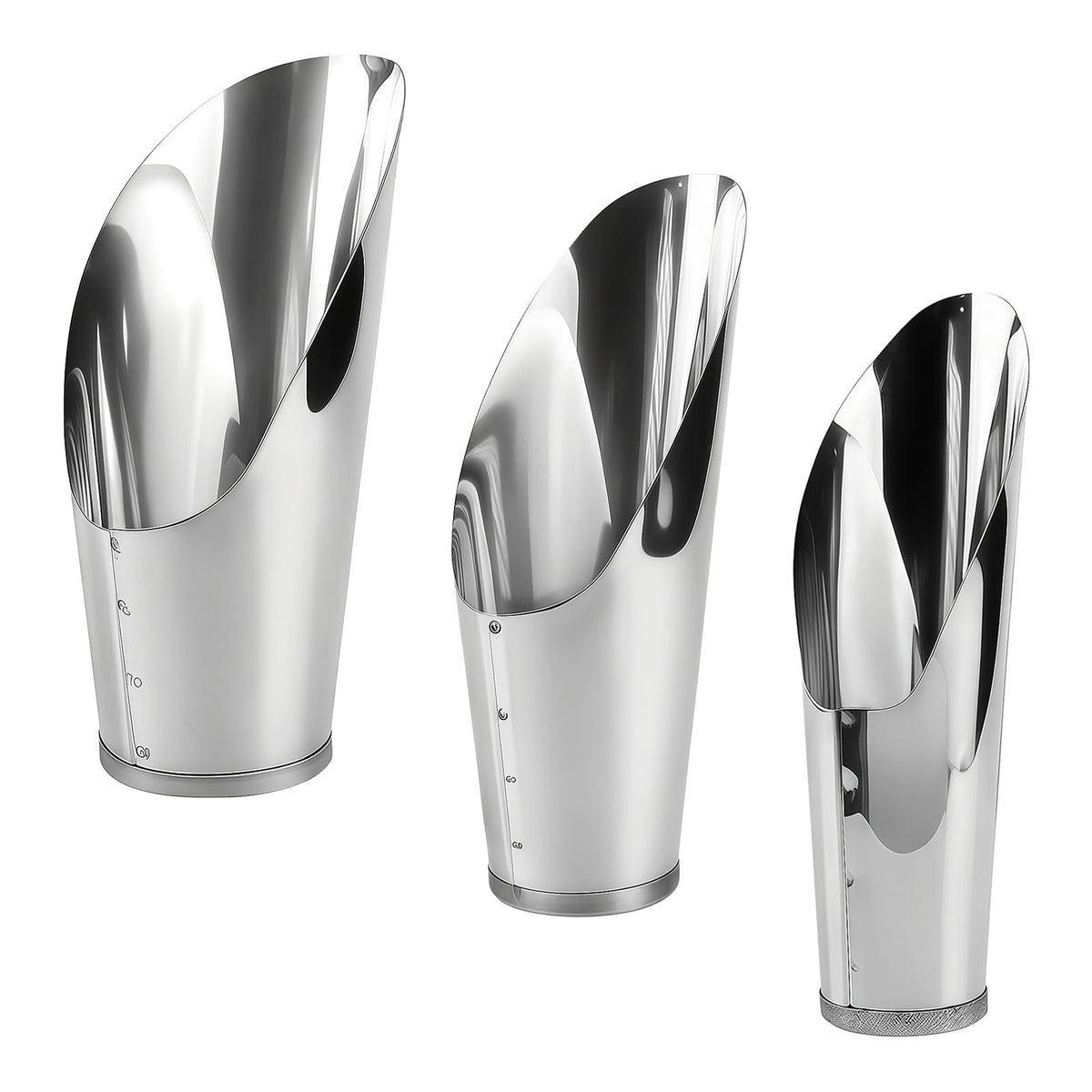 3Pcs Stainless Steel Soil Scoop Set - Bonsai Shovel Tools for Repotting, Succulent Planting, Gardening Small Metal Hand Spade Trowel (Silver)