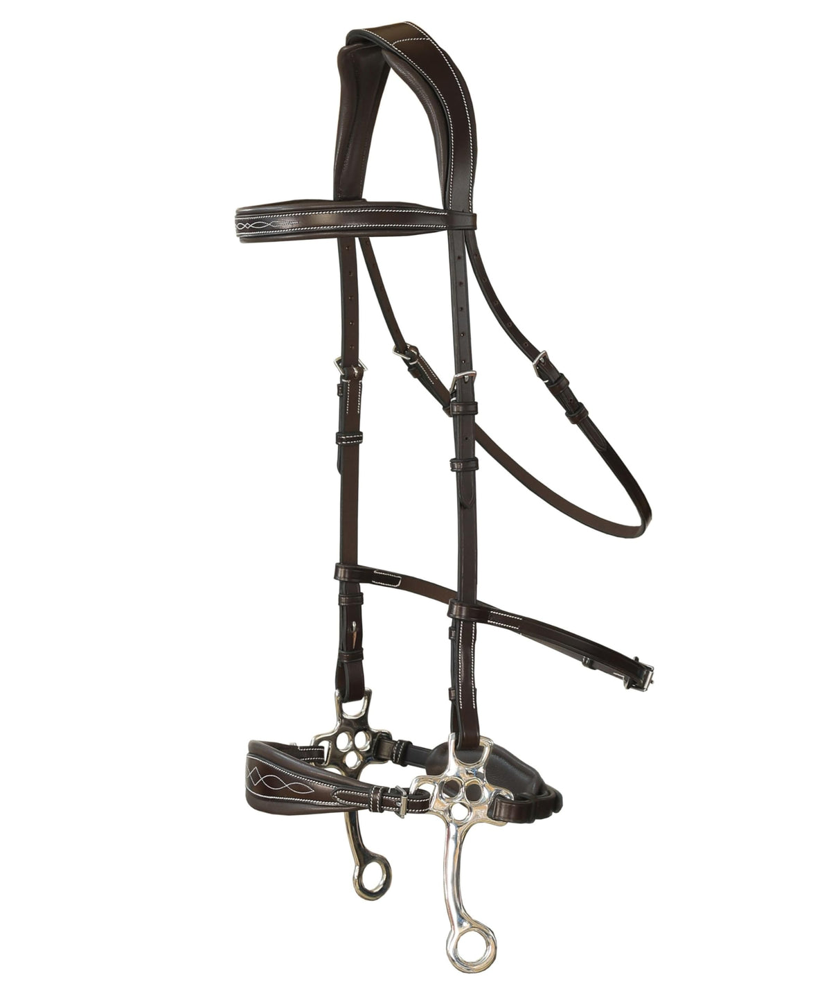 Exion Nova Hackamore Bridle – Anatomical Bitless Horse Bridle with Rubber Reins – Padded Anti-Pressure Crownpiece – Vegetable-Tanned Leather Bitless Bridle for Jumping & Training