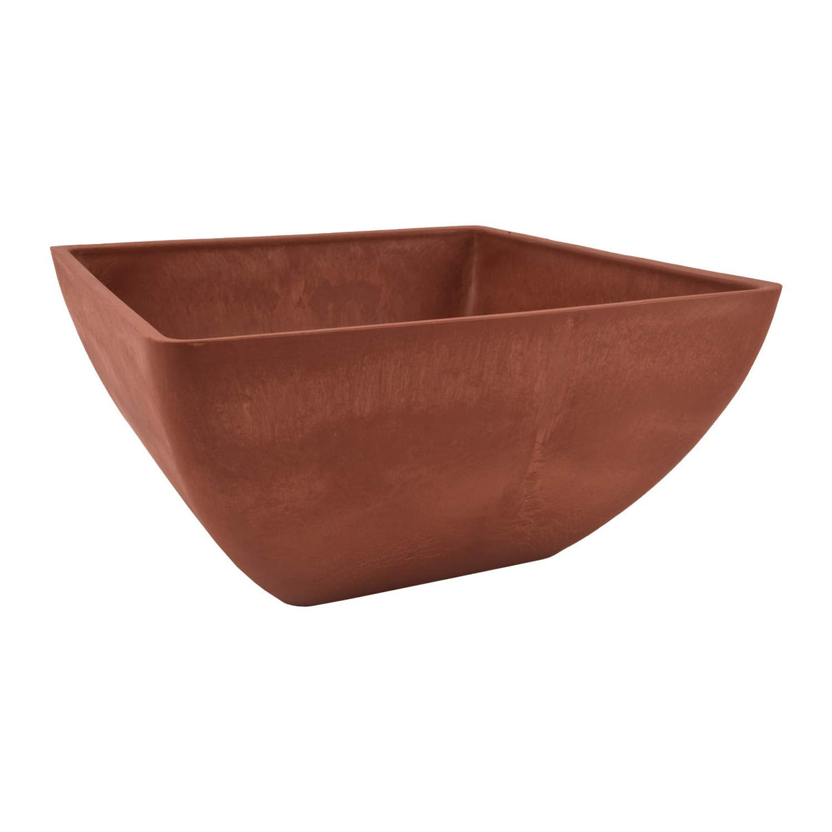 PSW Pot Collection 12x6 inch Plastic/Stone/Wood Composite Square Planter – No Drainage Hole (Drillable), Modern Indoor/Outer Pot for Flowers, Foliage, Succulents, Fairy Gardens Terra Cotta Color