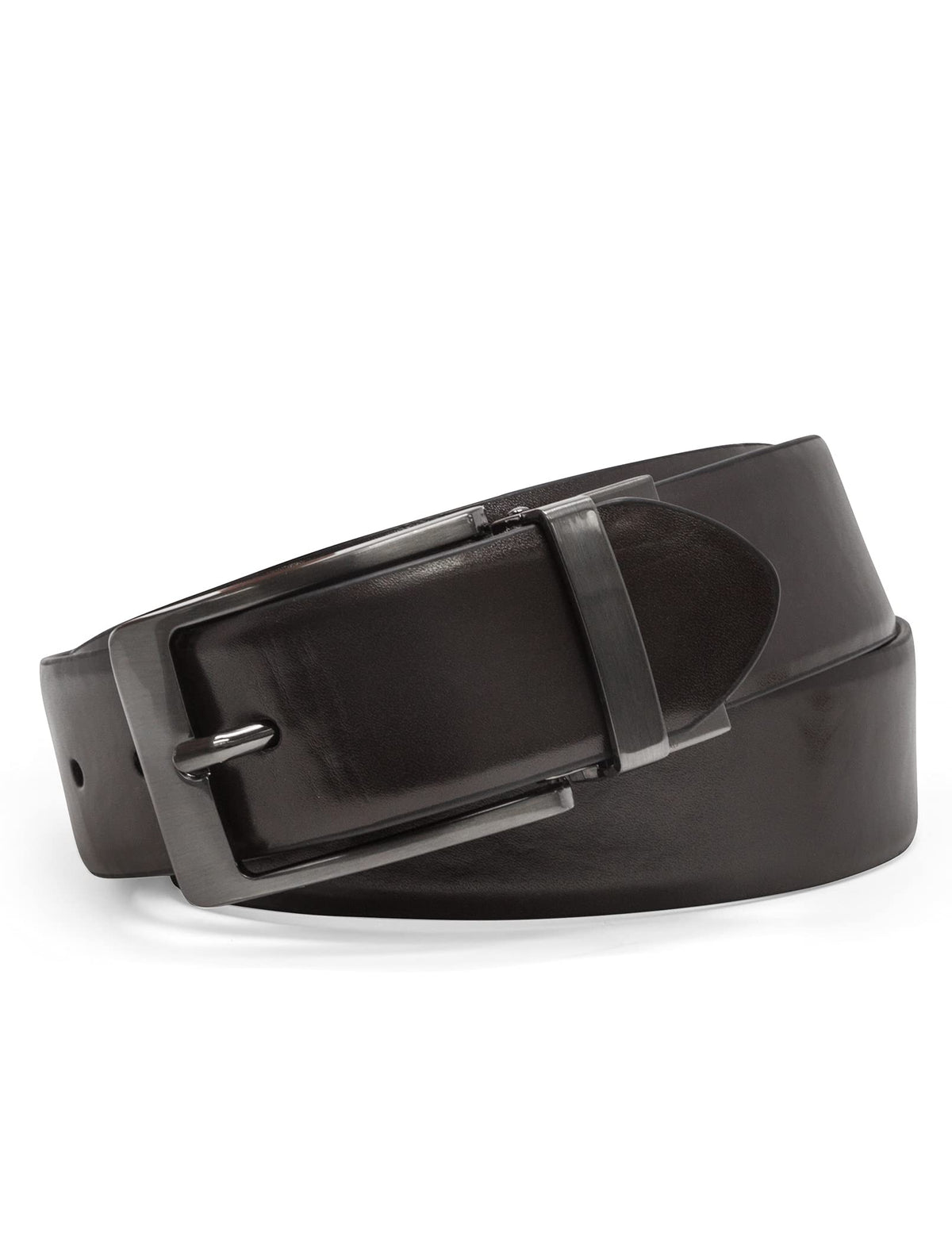 Steve Madden Reversible Men's Dress Casual Every Day Leather Belt, Black/Brown (Burnished), 48