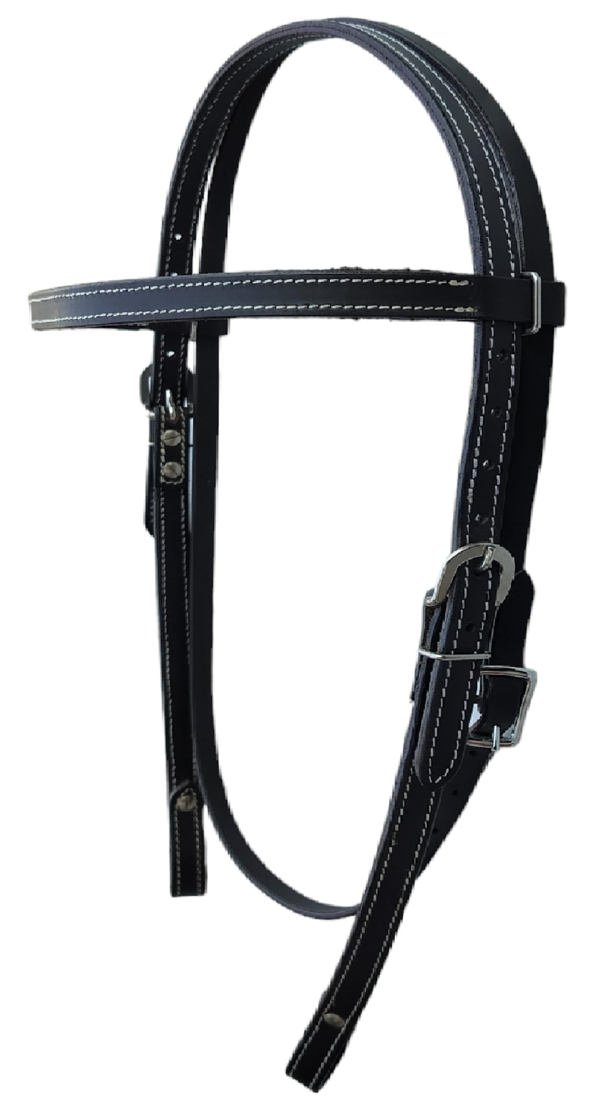 WEMBILS Western Leather Latigo Browband Headstall for Horses Double Stitched Black Horse Bridle for Trail Riding Durable Equine Supplies Equestrian Gifts(Black)
