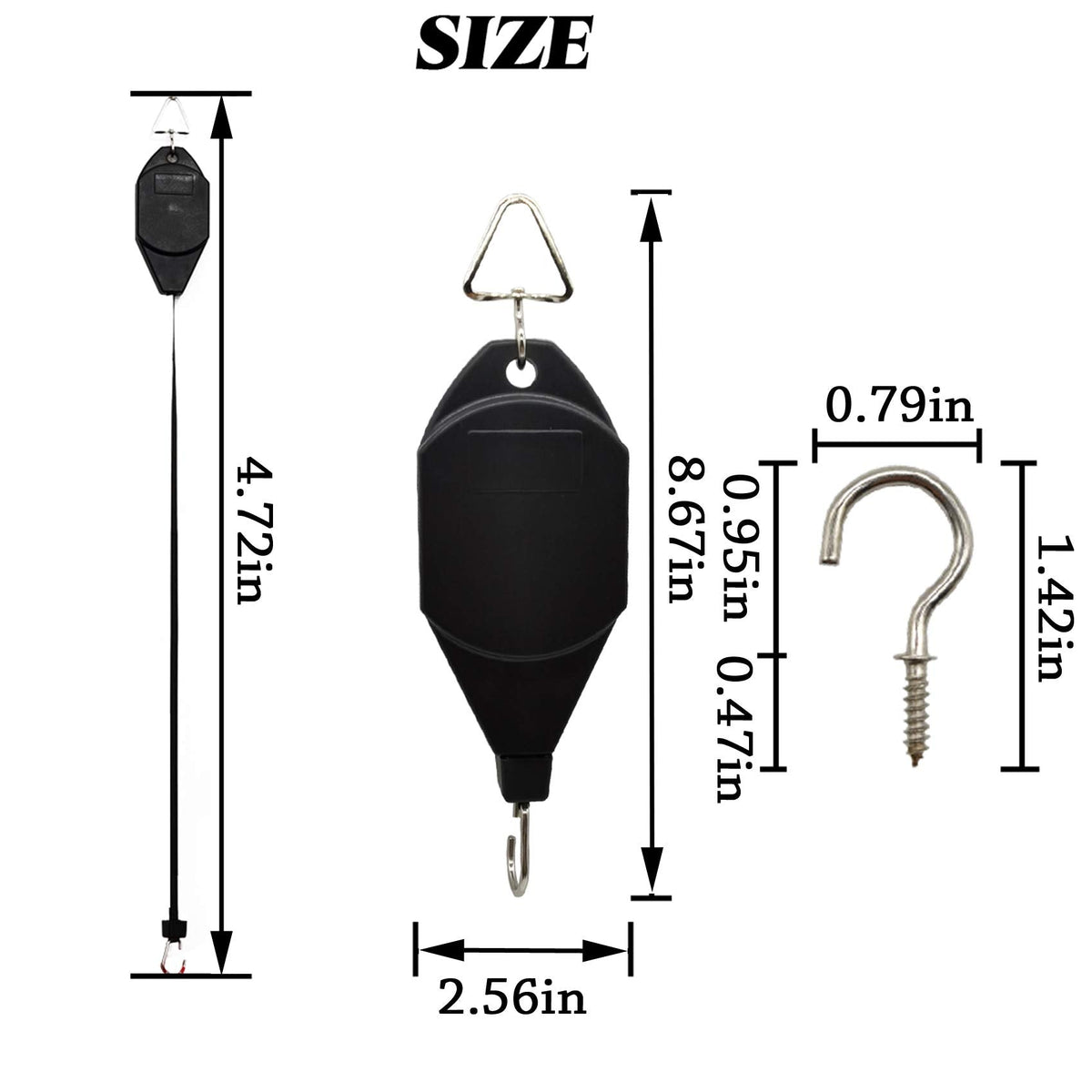 TIHOOD 3PCS Plant Pulley Hanger with 3 PCS Metal Ceiling Plant Hooks, Retractable Plant Hook Pulley, Adjustable Heavy Duty Plant Hanging Pulleys for Garden Baskets & Bird Feeder