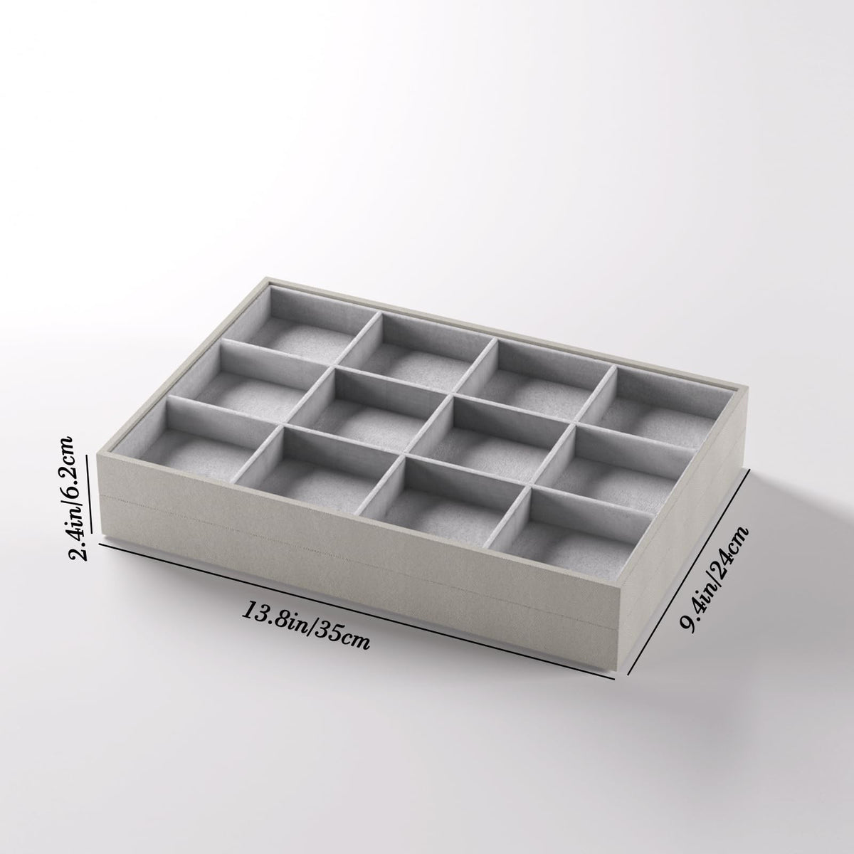 Gghenda 2-Piece Gray leather Stackable Jewelry Organizer Tray Set, Bracelet Ring Earring Holder Box, Necklace Display Stand for Storage and Retail Display (Necklace)