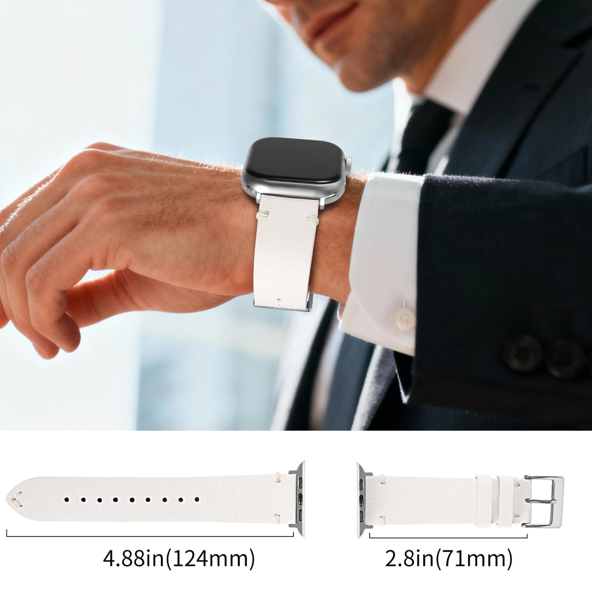 Top Grade Nappa Leather Bands Compatible with Apple Watch Band 44mm 45mm 46mm 49mm 42mm 41mm 40mm 38mm, Business Casual Watch Replacement Straps for Men Women iWatch Ultra SE 11 10 9 8 7 6 5 4 3 2 1