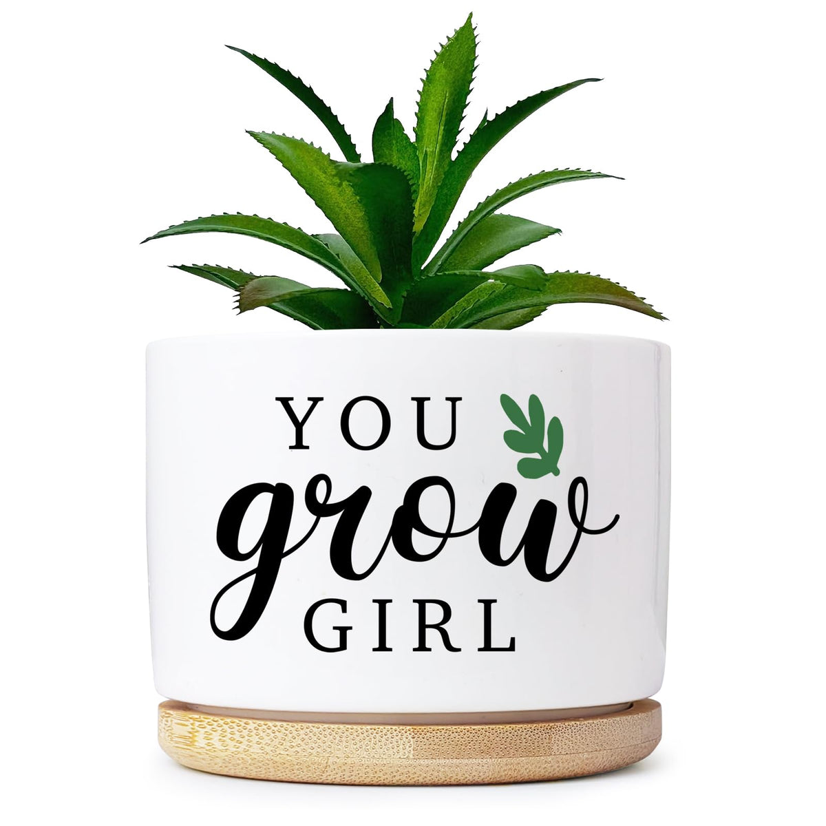 Grow Funny Planters for Indoor Plants, Cute Plant Pots You Grow Girl Succulent Planter Cactus Pot, Ceramic Planter, Appreciation Housewarming Gifts for Women, Friends (3.5 inch Pots, No Plants)