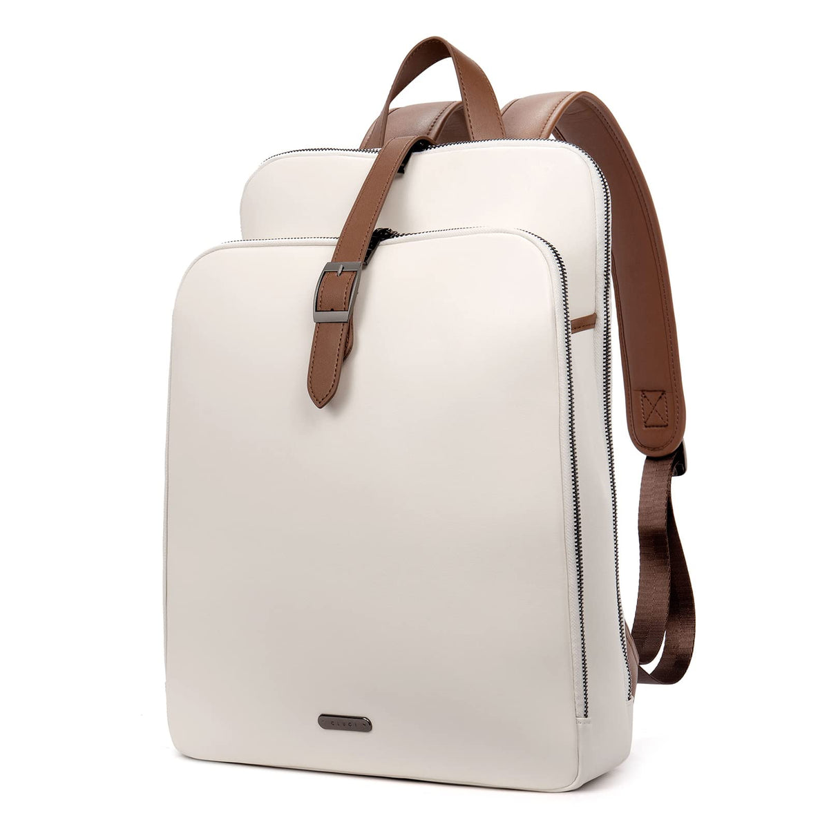 CLUCI Leather Backpack for Women, 15.6 inch Laptop Bag, Large Genuine Work Backpack Travel Back