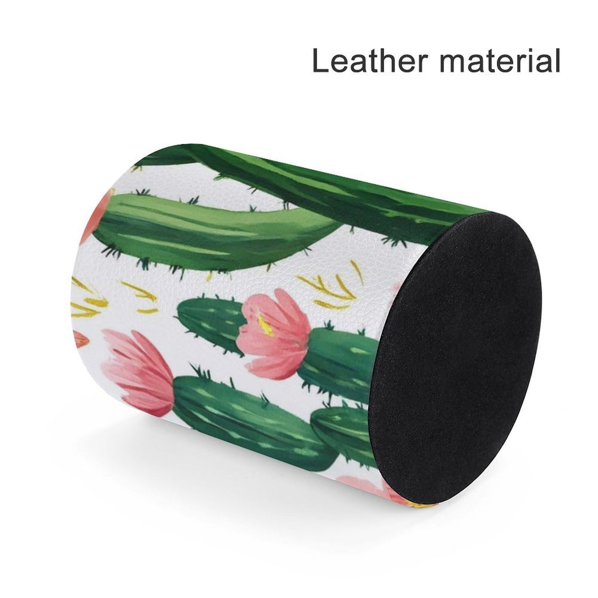 UTRSIFB Pen Holder Leather Pencil, Holder Cup Makeup Brush Storage Organizer, Waterproof Multifunctional Office Supplies Floral Cactus Flowers