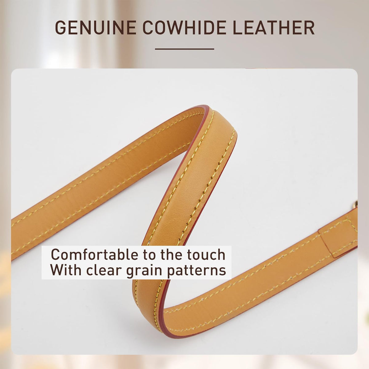 Doxo Genuine Vachetta Cowhide Leather Shoulder Strap - 0.7'' Width 24.8'' Length Short Replacement Straps Compatible with LV Graceful Tote, Speedy, Alma & Dauphine Bags (Beeswax)