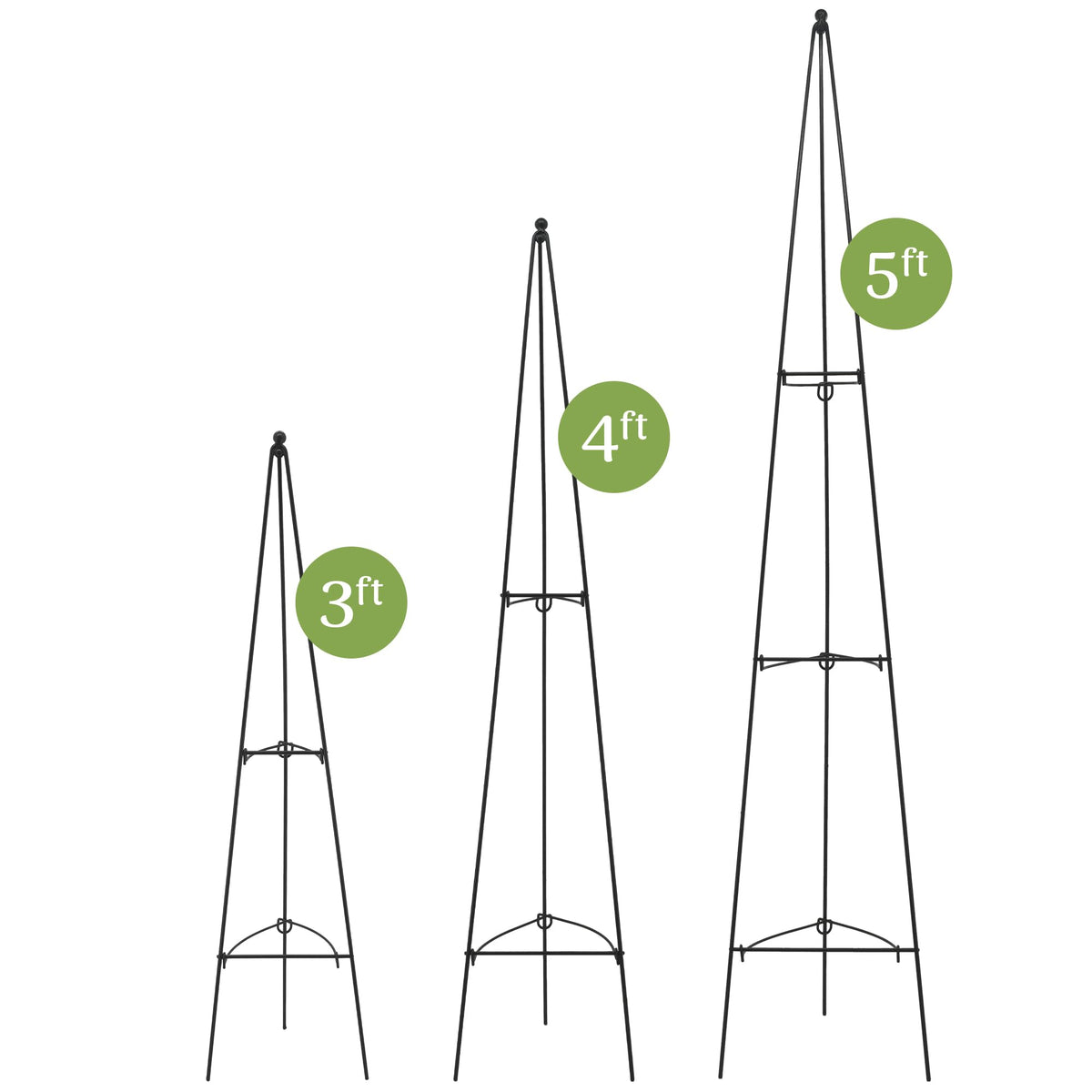 Arcadia Garden Products 5ft Folding Metal Obelisk Trellis for Climbing Plants, Assembly-Free Plastic-Coated Grow Support for Indoor Outdoor Flowers, Vegetables, Vines, Ivy