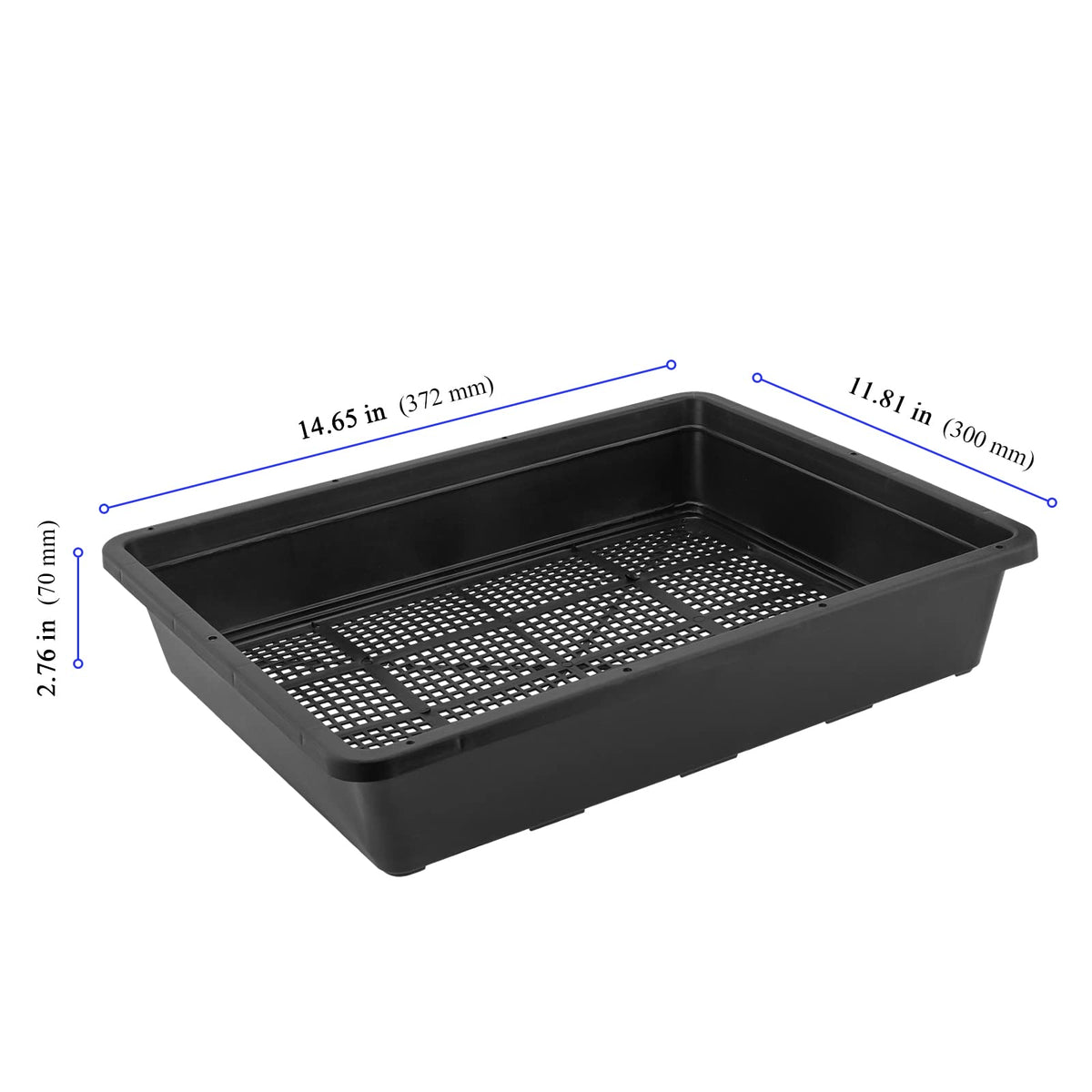 KEILEOHO 12 Pack Plastic Mesh Trays, Black Seed Sprouting Trays, Mesh Bottom Microgreens Growing Tray, Nursery Tray for Plant Seed Germination Propagation Growing, Wheat Grass Sprouting, 15 x 12 Inch