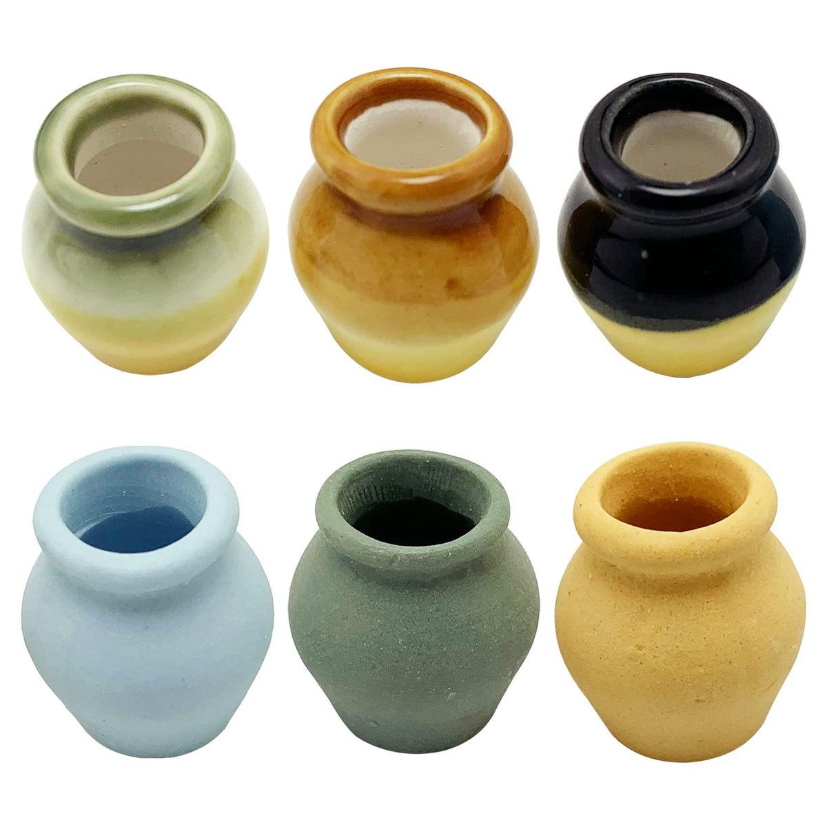 Miniature Terracotta Pots, 6 Pieces Mini Ceramic Clay Flower Pots Pottery Planter for DIY 1:12 Dollhouse Fairy Garden Flower Plants Bonsai Micro Landscape Decoration