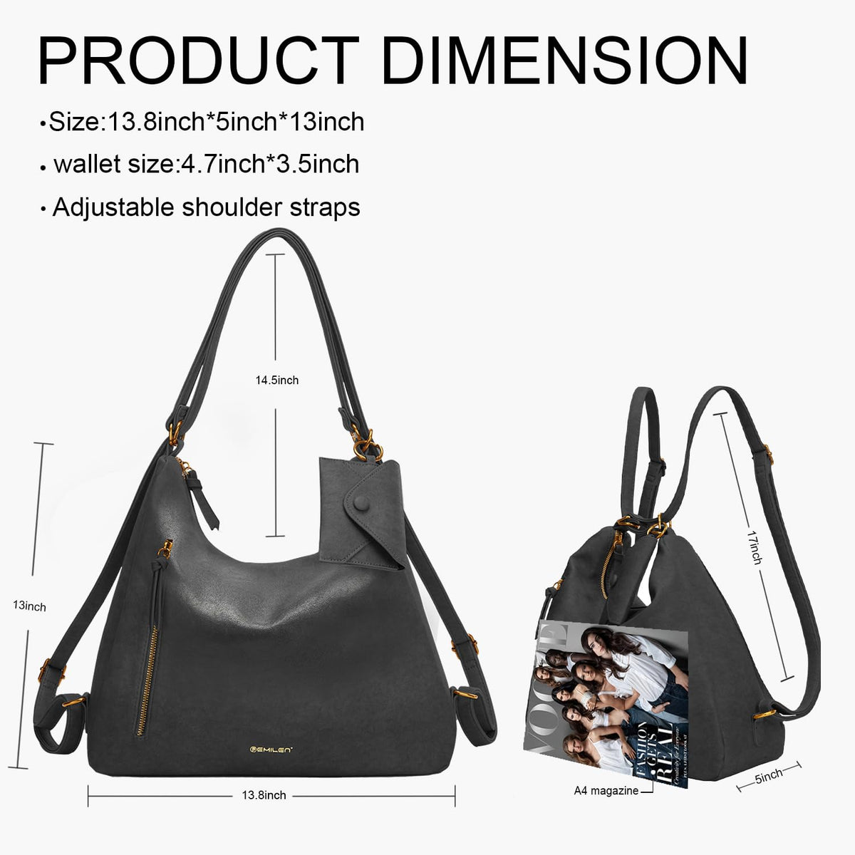Women Hobo Bag Faux Leather Tote Handbags Clutch Purses Fashion Crossbody Bag Shoulder Bags