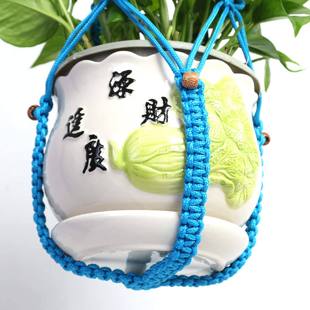Vpang 2 Pack Macrame Plant Hanger, Outdoor Indoor Hanging Planter Basket Flower Pot Holder Nylon Rope Home Decor 41 Inch (Blue)