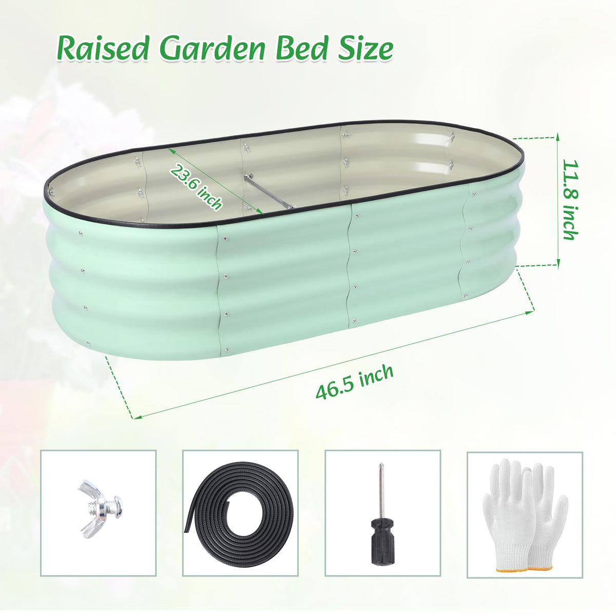 Chonsun Metal Raised Garden Bed, Extra Large Oval Galvanized Steel Raised Planter Box, Mint Green Garden Bed for Vegetables Flowers Herbs, Outdoor Patio Backyard Weather Resistant