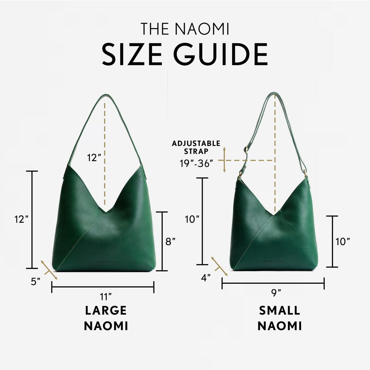 Portland Leather Goods Naomi Shoulder Bag – Slouchy Leather Shoulder Bag with Adjustable Crossbody Strap & Secure Magnetic Closure – Handmade from the Finest Full-Grain Hides – Large, Bacalar