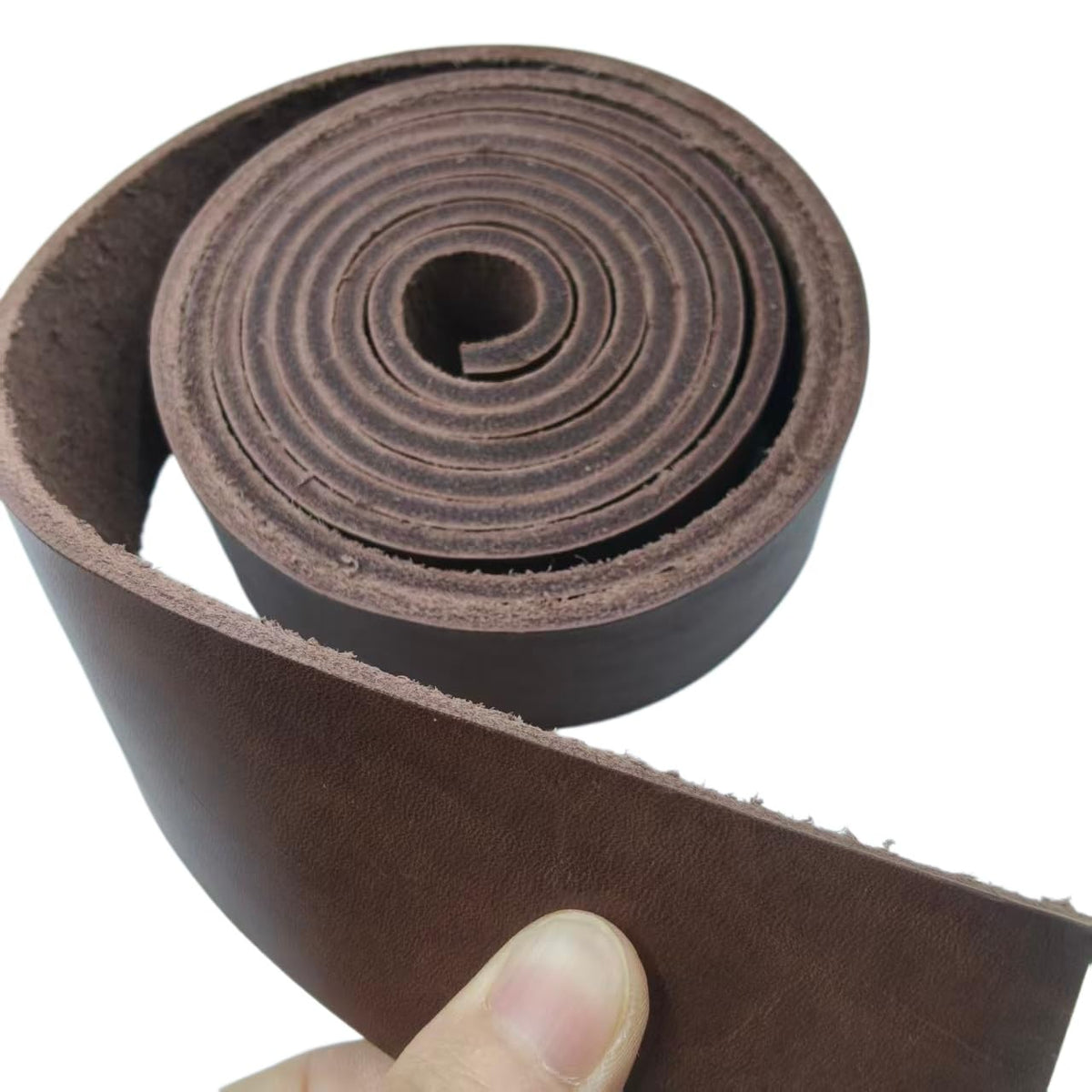Premium Leather Strap, Brown Genuine Leather Strips, Heavy-Duty Leather Strip 4-5 Millimeters Thick (10-12.5 Ounces), Full Grain Leather Strips for Crafts(Brown 2.36"× 80")