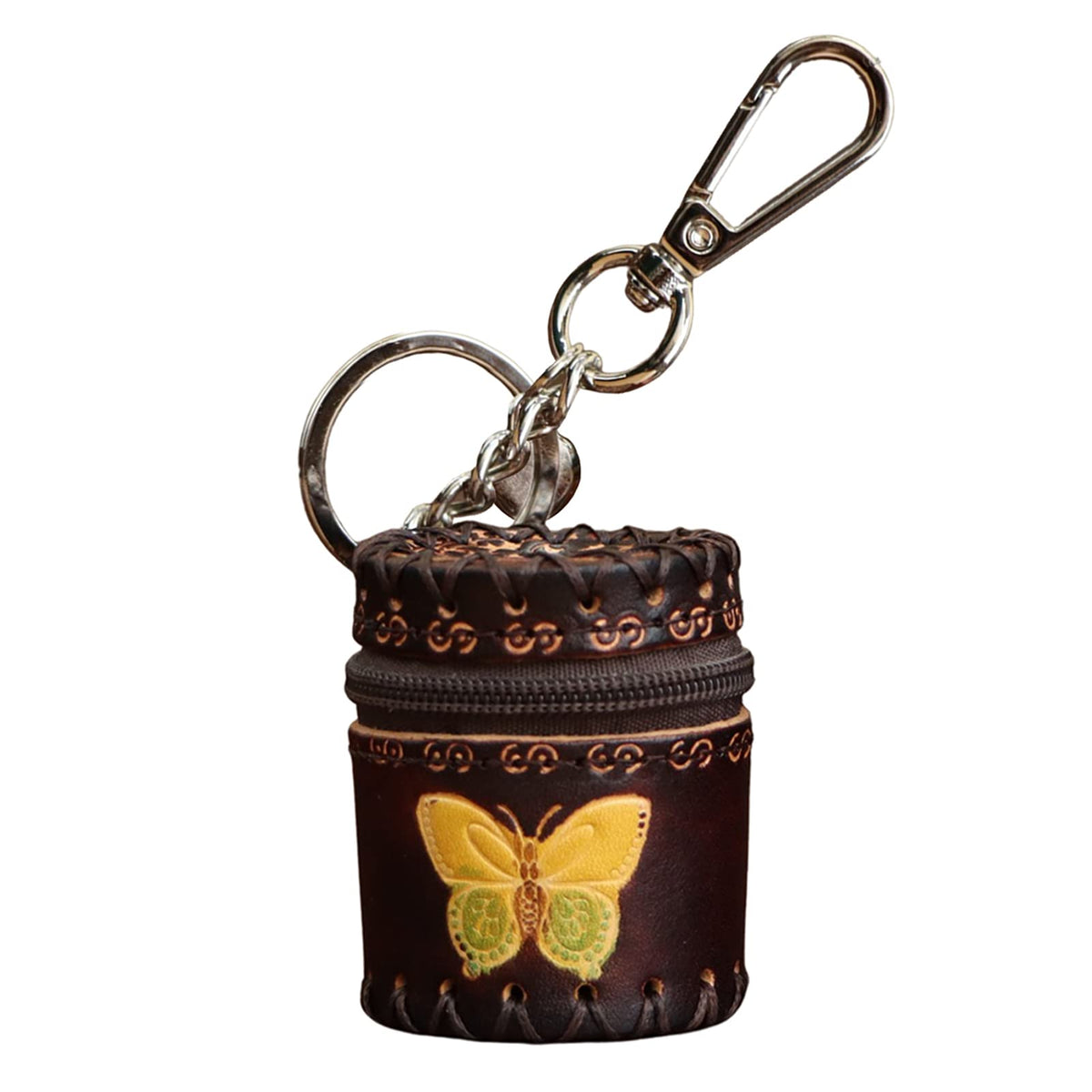 Fanyixuan Handmade mini leather bucket bag pendant jewelry box jewelry classification storage box change storage bag personalized bag pendant(brown)