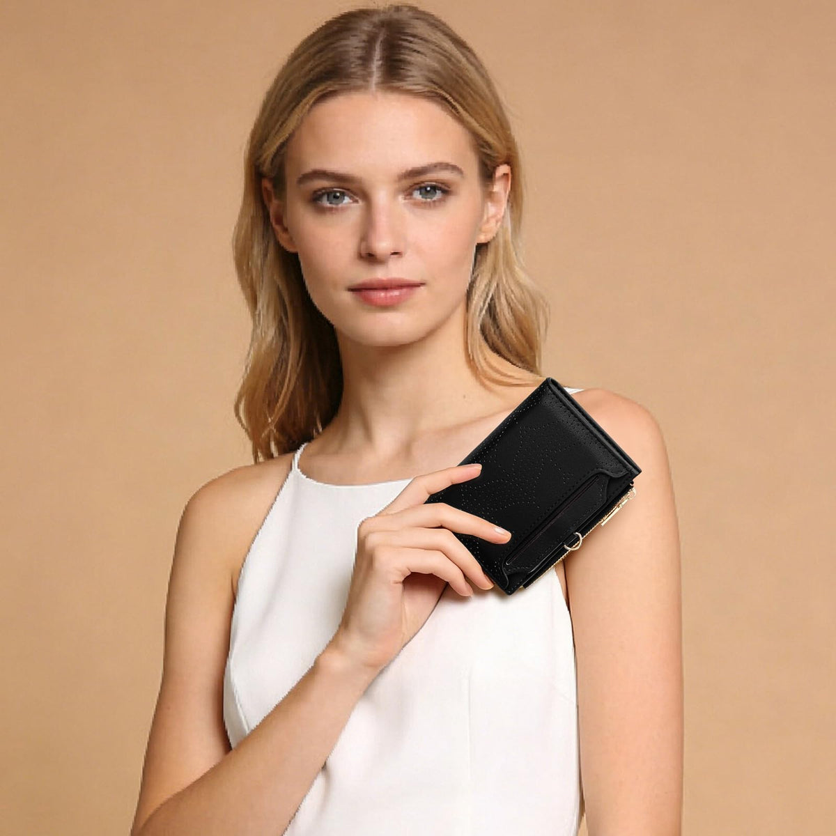 FALAN MULE Small Wallet Women RFID Blocking Bifold Compact Card Holder Vegan Leather Wallet for Women with ID Window