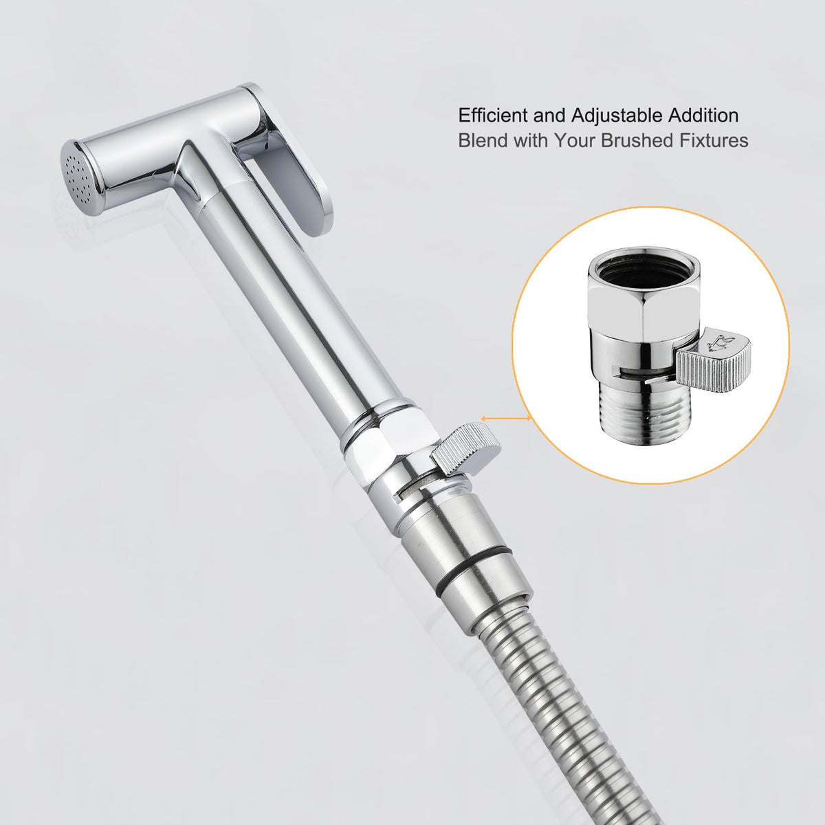 Chrome Water Flow Control Valve, G1/2" Shower Head Flow Control Valve, Brass Shut Off Valve for Handheld Shower, Water Pressure Regulator Replacement for Shower System
