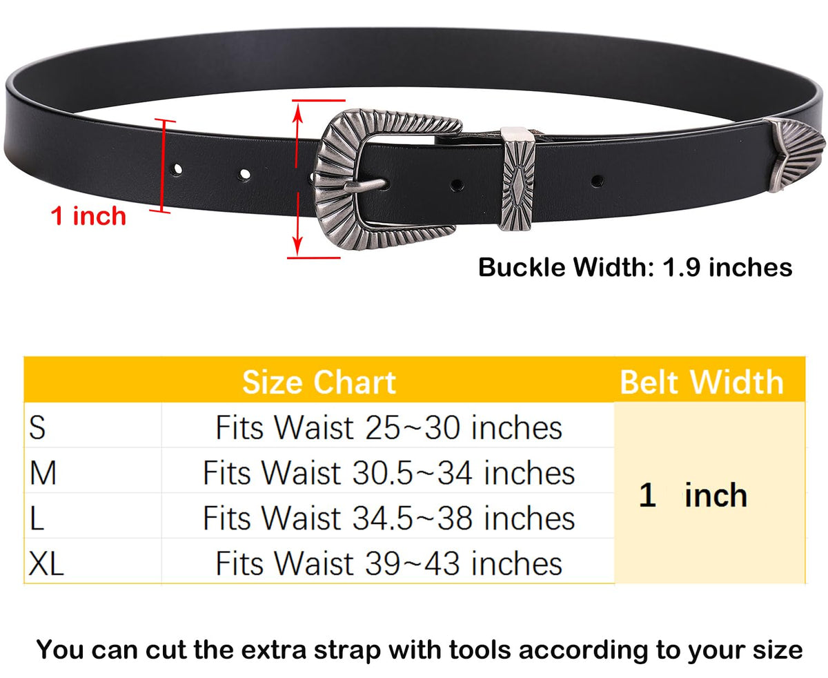 ALAIX Belts for women Women's Belts Silver Gold Buckle leather belts Black Western belts Jeans Pants belts for women