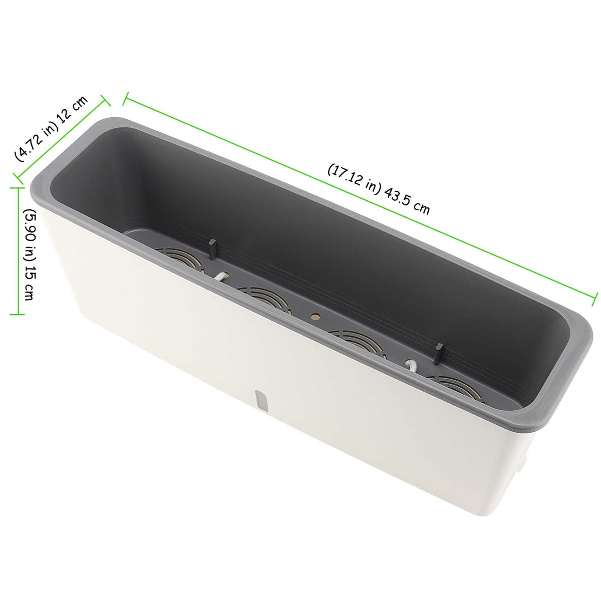 TAICHEUT 17 x 4.7 Inch Self Watering Planter, Large Rectangular Planter with Drainage Holes, White Window Sill Planter with Modern Decorative for Indoor Plants, Outdoor Plants, Garden Succulents